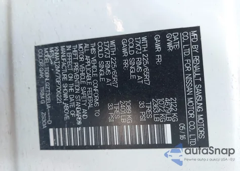 2016 Nissan Rogue Sv from USA, damaged, VIN KNMAT2MV7GP706221